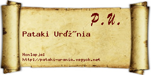 Pataki Uránia névjegykártya